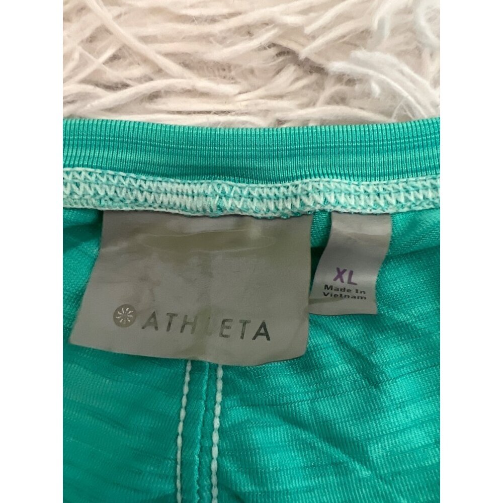 Athleta XL Pullover Long Sleeve Quarter Zip Workout Top Blue/Green - Picture 2 of 8